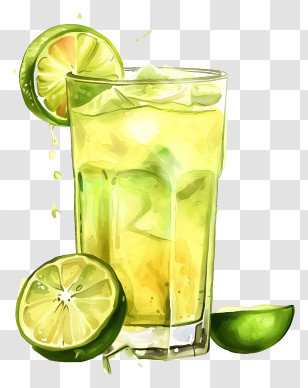 Lemonade Drink - Lime Juice In Glass With Fresh Lime Slices Transparent PNG
