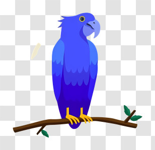 Bird Parrot - Blue Parrot On Branch Transparent PNG
