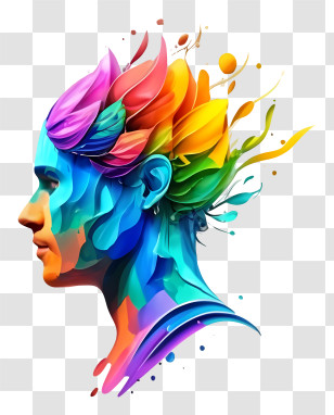 3d Rendering - Colorful Abstract Head Illustration Transparent PNG