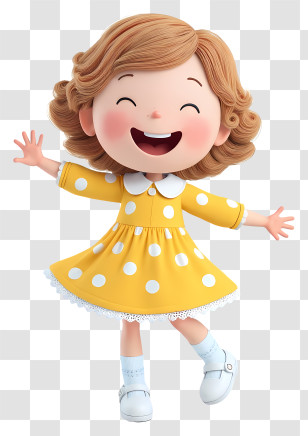 Little Girl Dancing - Joyful Girl In Blue Dress Transparent PNG