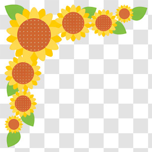 Flower Corner - Sunflower Corner Floral Border Design Transparent PNG