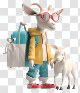 Goat - Cool Goat With Backpack And Sunglasses Transparent PNG