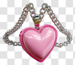 Pink Heart Locket - Pink Heart Necklace With Chain Transparent PNG