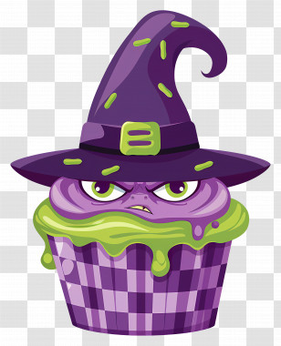 Halloween Cupcake - Purple Witch-Themed Halloween Cupcake Transparent PNG