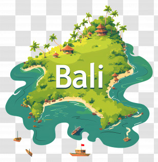 Bali Island - Illustrated Map Of Bali Island Transparent PNG