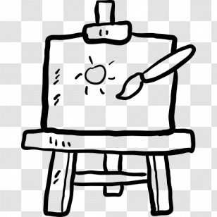 Black And White Easel Painting Canvas Clip Art - Text Transparent PNG