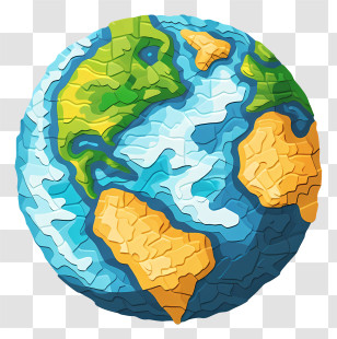 Globe - Cartoon Globe Of Planet Earth With Puzzle Design Transparent PNG