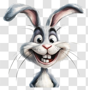 Quirky Bunny - Cartoon Rabbit With Big Ears Transparent PNG