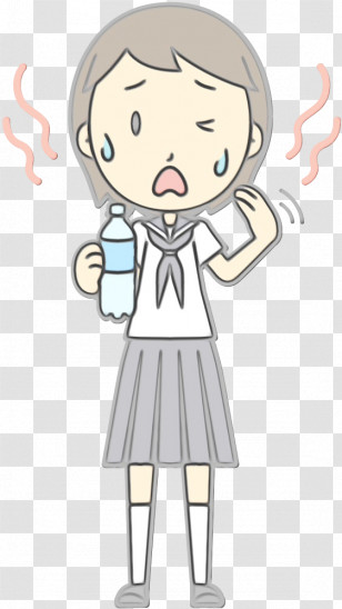 Cartoon Line Art Pleased Gesture Transparent PNG