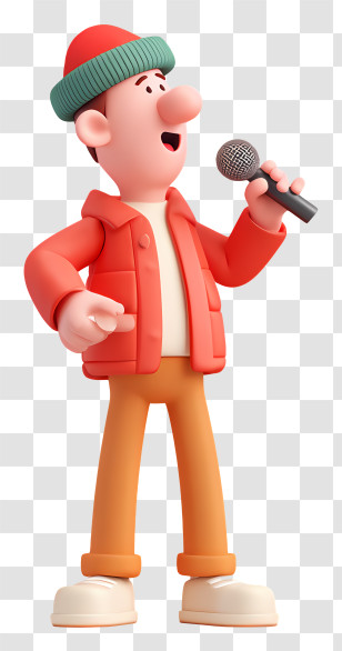 Man Singing Karaoke - Casual Singer With Mic Transparent PNG