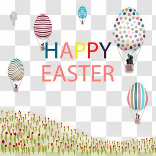 Hot Air Balloon Graphic Design Sofa Bed - Point - Easter Bunny Sitting On A Vector Material Transparent PNG