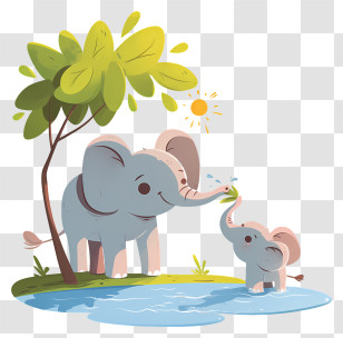 Cute Elephant - Elephants Enjoying Nature Transparent PNG