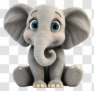 3d Elephant - Cute Baby Elephant Cartoon Transparent PNG
