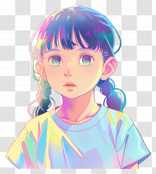 Cute Child - Girl With Braided Hair Illustration Transparent PNG