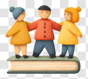 Teamwork Icon - Wooden Figures On A Book Transparent PNG