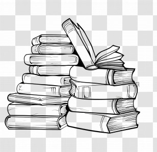 Books - Hand-Drawn Illustration Of A Book Pile Transparent PNG