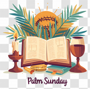 Palm Sunday - Palm Sunday Celebration With Bible And Candle Transparent PNG