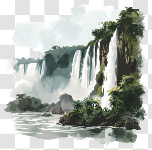 Iguazu Falls - Beautiful Waterfall Landscape Illustration Transparent PNG
