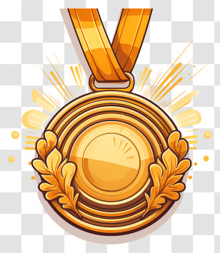 Gold Medal - Shiny Gold Medal With Ribbon Transparent PNG