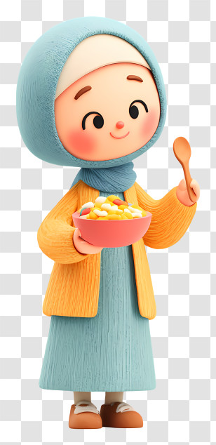 Muslim Woman Preparing Holiday Pilaf - Sweet Girl In Headscarf Eating Cereal Transparent PNG