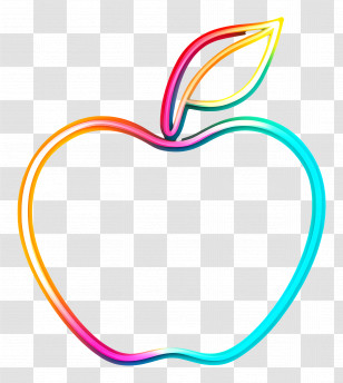 Neon Line - Neon Apple Outline Transparent PNG