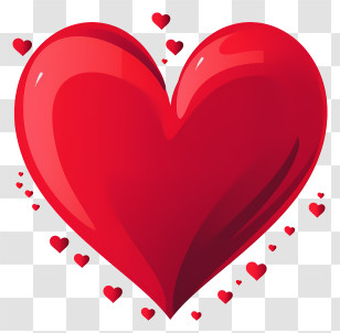 Heart - Red Heart Symbol Surrounded By Small Floating Hearts Transparent PNG