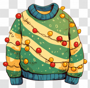 Ugly Christmas Sweater - Festive Sweater Covered In String Lights Transparent PNG