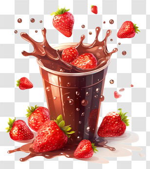 Chocolate Milk - Chocolate Cup With Strawberries Transparent PNG