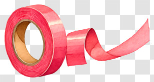 Pink Tape - Red Adhesive Tape Roll Transparent PNG