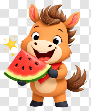 Cartoon Horse - Horse Eating Watermelon Cartoon Transparent PNG