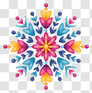 Snowflake Mandala - Colorful Floral Pattern Design Transparent PNG