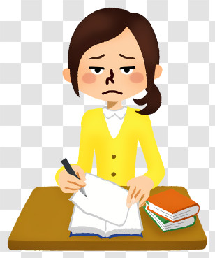 Woman Sitting Writing - Stressed Student Doing Homework Transparent PNG