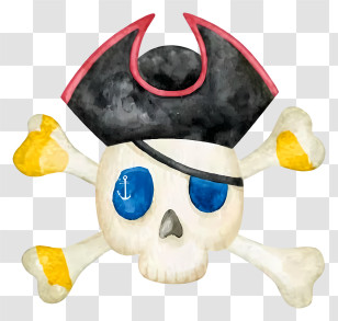 Pirate Skull And Crossbones - Pirate Skull With Hat And Crossbones Transparent PNG