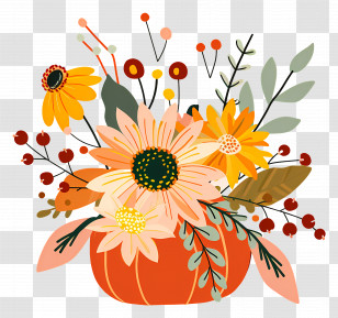 Autumn Flowers - Autumn Floral Arrangement With Sunflowers Transparent PNG