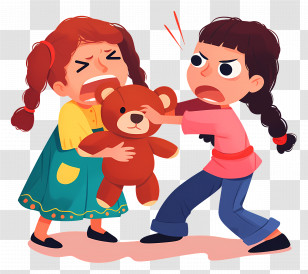 Two Girls Fighting - Children Arguing Over A Toy Transparent PNG