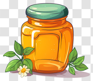 Honey - Honey Jar With Decorative Design Transparent PNG