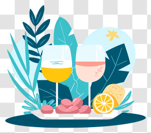Pesach - Wine Glasses With Fruits Transparent PNG