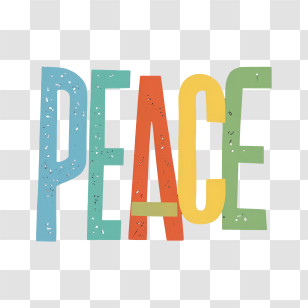 Peace - Peace Word In Colorful Typography Illustration Transparent PNG