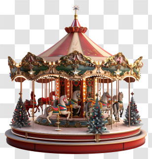 Christmas Carouse - Beautiful Ornate Carousel Transparent PNG