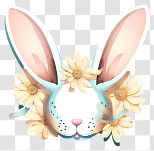 Bunny Ears With Daisy Flower - Cute Rabbit With Floral Headband Transparent PNG