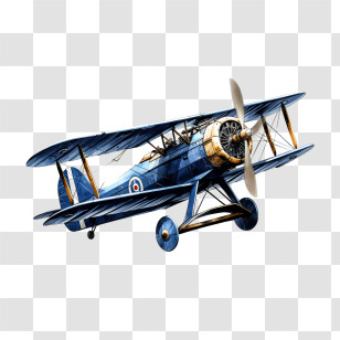National Aviation Day
 - Vintage Blue Biplane Illustration Transparent PNG