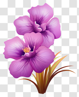 Pink Flowers - Vibrant Purple Blooming Flower Illustration Transparent PNG