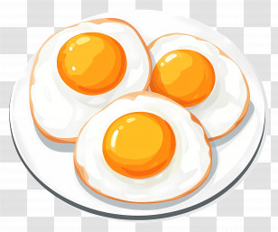 Fried Eggs - Plate Of Fried Eggs With Sunny Side Up Transparent PNG