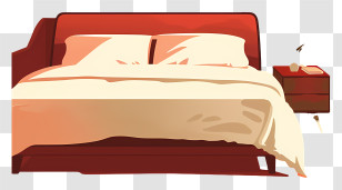 Bed Room - Simple Bed With Nightstand Transparent PNG