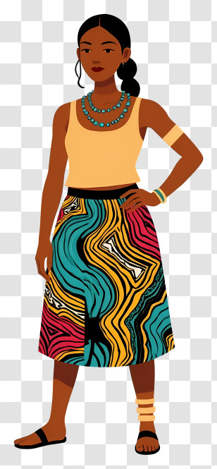 South Africa People - Stylish Woman In Colorful Skirt Transparent PNG