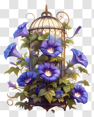 3d Morning Glory - Caged Flowers In Artistic Design Transparent PNG