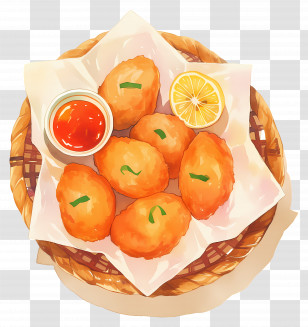 Fried Chicken Nuggets - Fried Snack Plate With Dipping Sauce Transparent PNG