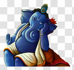 Ganesha - Blue Ganesha With Lotus Transparent PNG