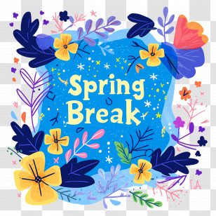 Spring Break Lettering - Spring Break Floral Design Transparent PNG