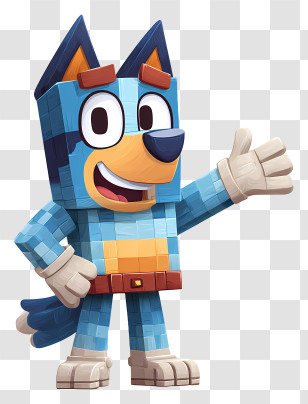Minecraft Bluey - Friendly Blue Dog Giving Thumbs Up Transparent PNG